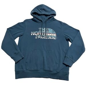 The North Face Blue Fair Isle Half Dome Pullover Hoodie Sweatshirt Medium